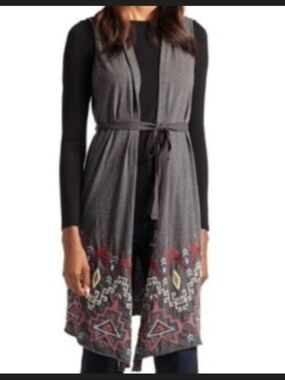 Johnny Was Tisha Embroidered Drape Opened Vest Size XS Like NEW